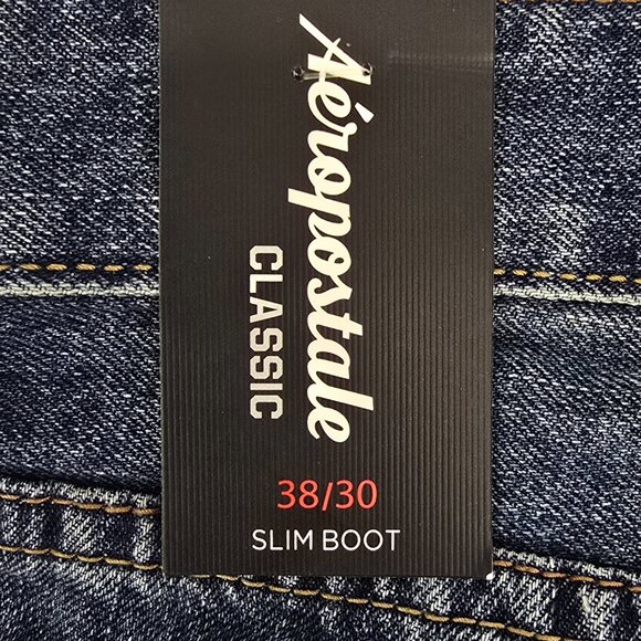 Aeropostale Classic Slim Boot Cut Jeans Men’s 38x30 Dark Wash Bootcut Denim NEW - Picture 4 of 7